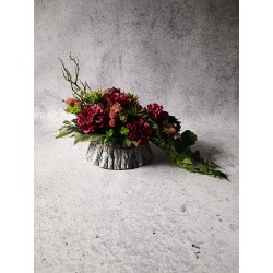 Komplet nagrobny bordo – elegancka kompozycja na płytę i bukiet