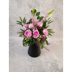 Kompozycja nagrobna na drewnianej podstawie | Bukiet do wazonu