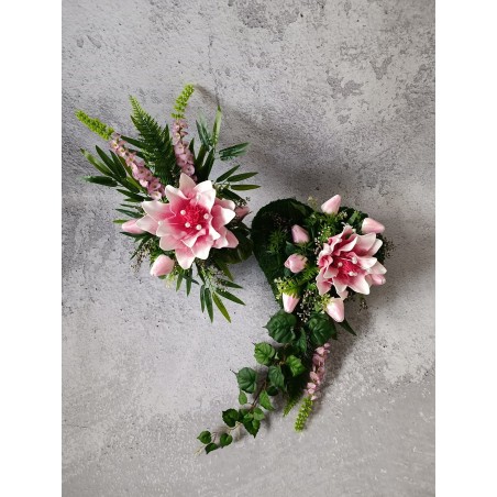 Kompozycja nagrobna serce | Różowe magnolie i tulipany