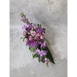 Komplet kompozycji nagrobnych – fioletowa dekoracja na płytę i do wazonu