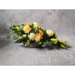 Komplet kompozycji nagrobnych pastelowy | Róże, eustoma, czosnek