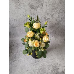 Komplet kompozycji nagrobnych pastelowy | Róże, eustoma, czosnek