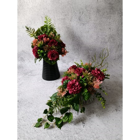 Komplet nagrobny bordo – elegancka kompozycja na płytę i bukiet